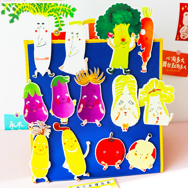 西兰花先生的理发店英文绘本毛毡玩具故事表演围裙剧道具英语教具