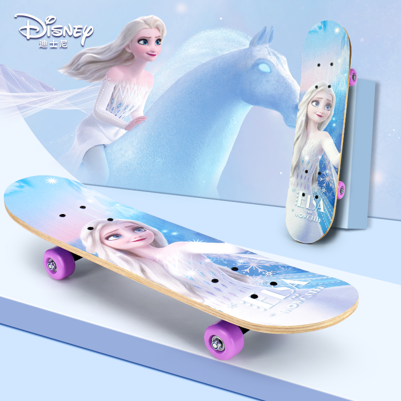 迪士尼滑板初学者儿童3一6岁女孩冰雪奇缘四轮双翘滑板车爱莎女生