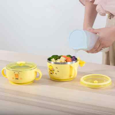 Richell利其尔不锈钢餐具注水碗婴儿宝宝专用辅食碗儿童餐具工具