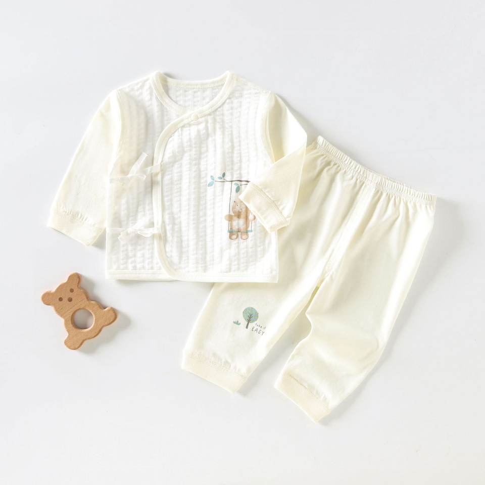 新生儿夏季衣服纯棉套装宝宝初生儿内衣分体2件套0-3月宝宝和尚服