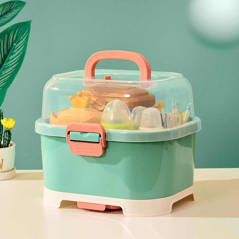 收纳箱婴儿专用宝宝餐具晾干架子辅食工具防尘沥水柜奶瓶收纳盒