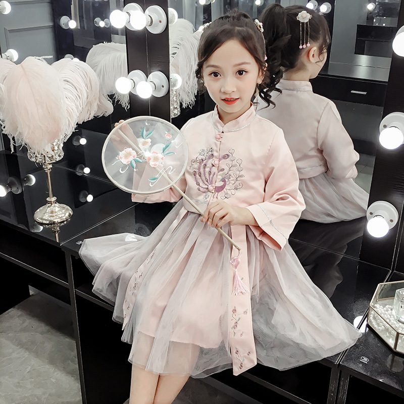 女童汉服裙2021春季新款中国风超仙孔雀小女孩汉服襦裙套装