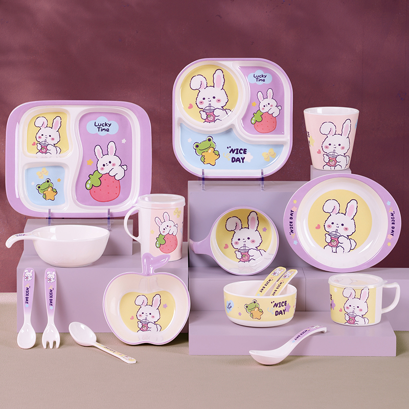 希尔可可兔餐盘儿童餐具辅食碗宝宝碗卡通吃饭可爱创意碗勺套装