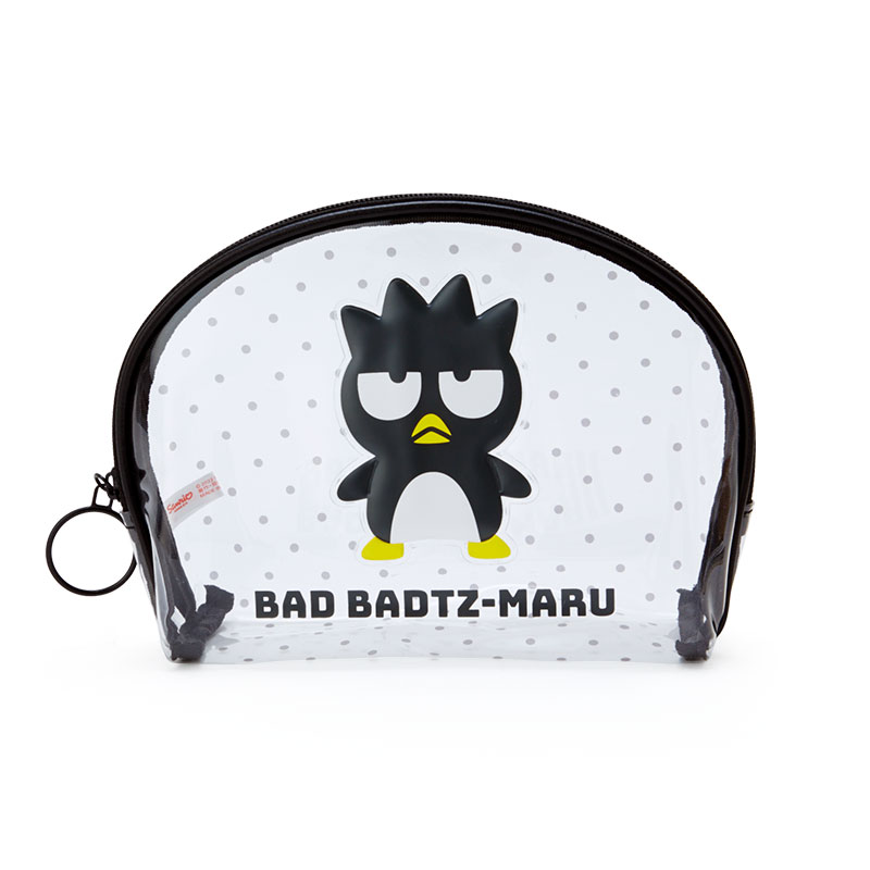 日本Sanrio正品Badtz Maru酷企鵝XO 透明手拿包化妝包收納包(Dots
