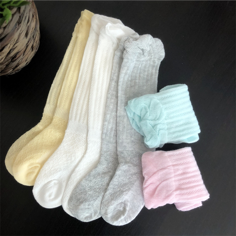 夏季婴儿薄袜子超薄网眼长筒袜高筒男女儿童透气防蚊薄棉袜0-4岁