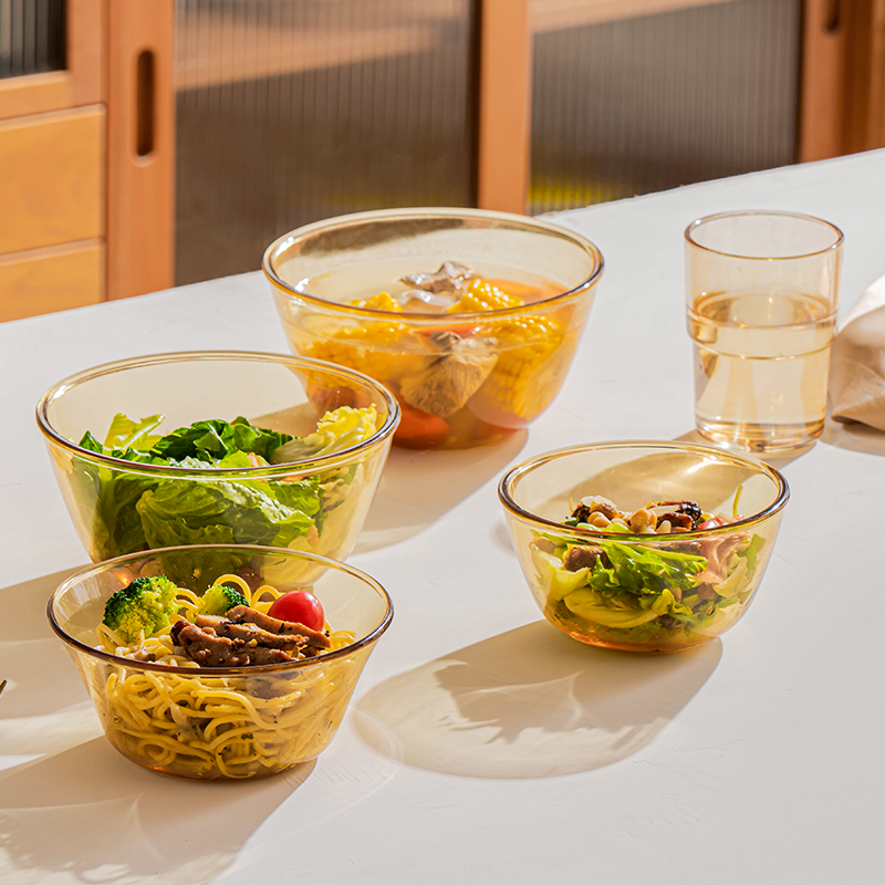 透明沙拉碗玻璃加厚家用耐高温火锅米饭调料碗水果泡面碗调料碗