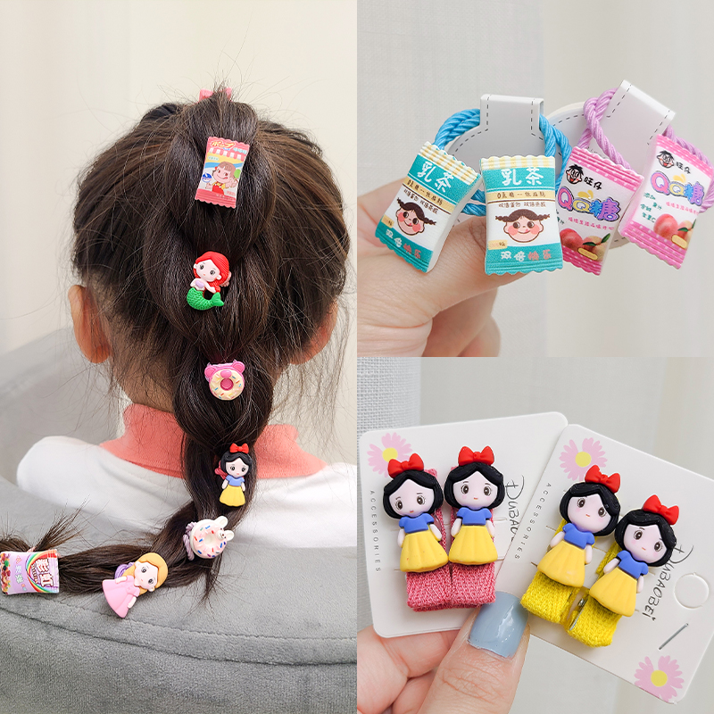 可爱卡通公主发夹发圈韩国女童宝宝发饰扎头发橡皮筋头绳儿童发卡