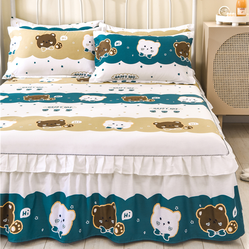 INS床裙式床罩单件1.5米1.8m夏季床垫防滑保护套纯棉全棉床笠床单