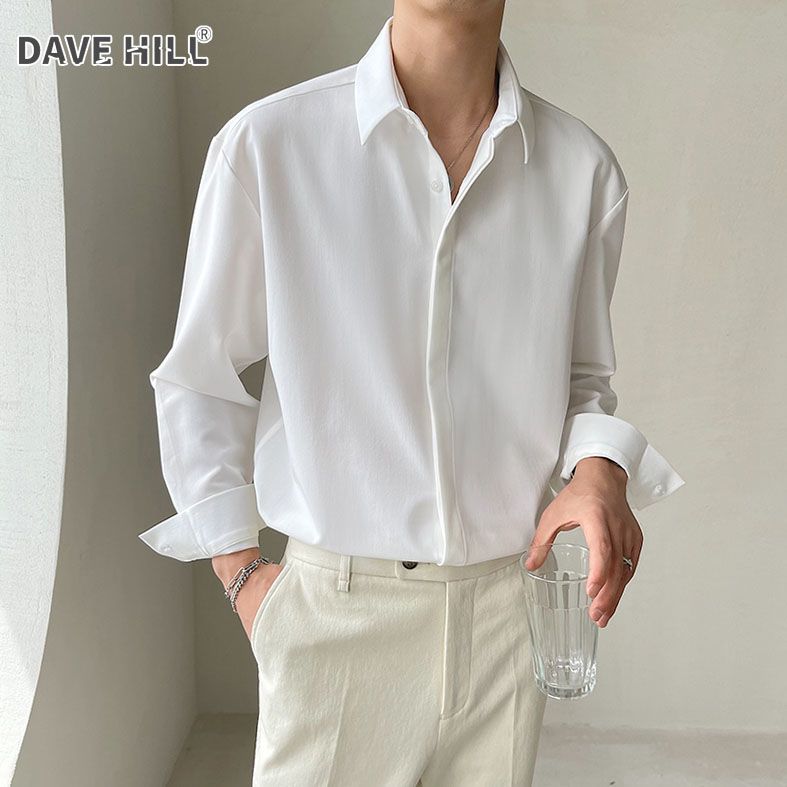 白衬衫男士高级感休闲长袖正装内搭男厚实不透纯棉高级感结婚大码
