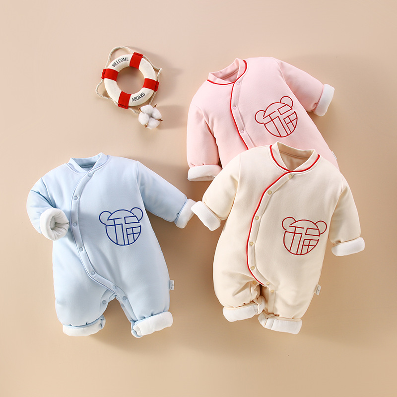新生婴儿棉服加厚冬季纯棉初生婴儿连体衣0-6个月棉服外出服哈衣