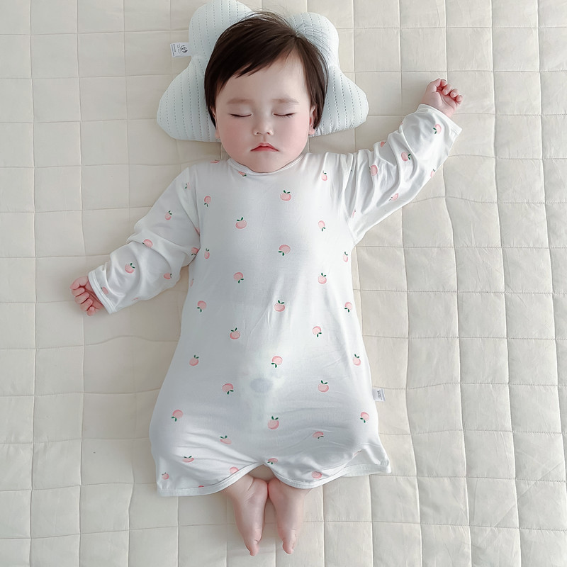 现货速发婴儿无骨男女宝宝莫代尔居家睡衣婴幼儿长袖空调服薄款睡