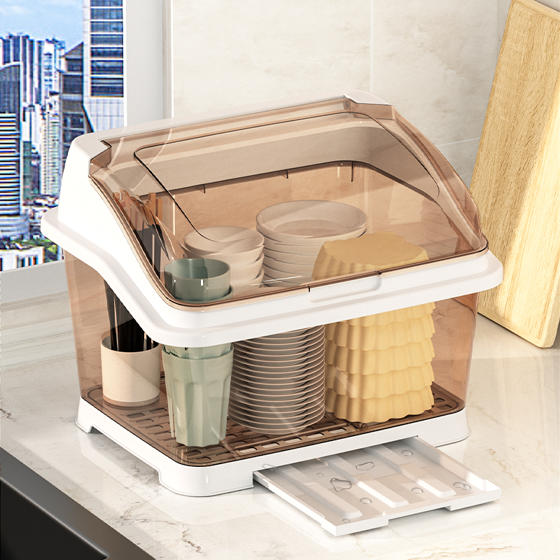 碗筷收纳盒沥水带盖碗柜放餐具的碗筷盘碟箱子小型厨房家用置物架