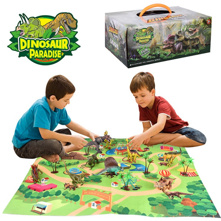 仿真大号恐龙玩具模型软塑胶动物霸王龙游戏地毯场景儿童男孩3-6