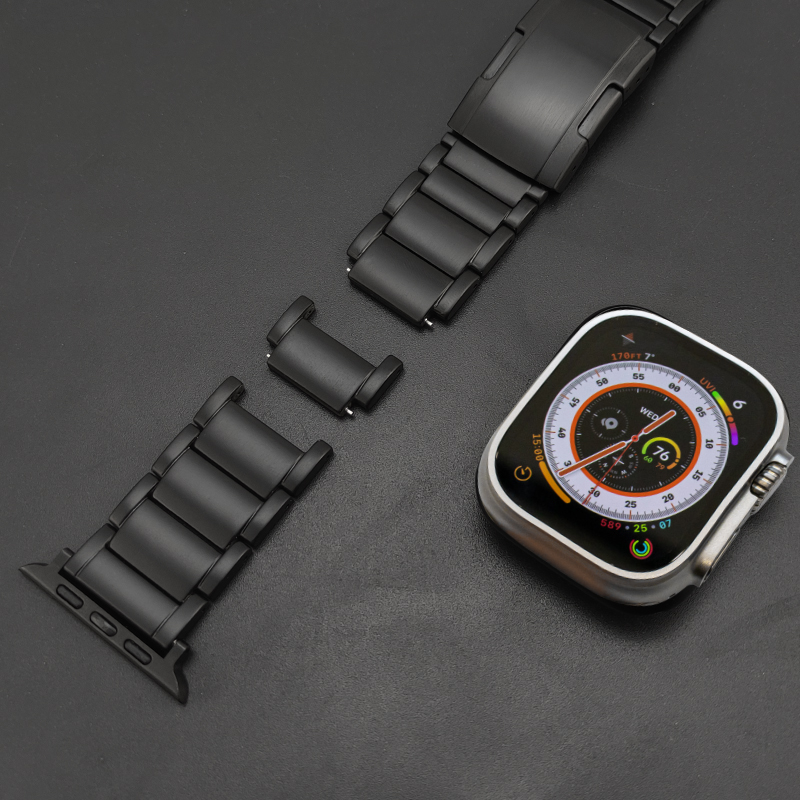 AKGLEADER钛合金手表带适用AppleWatch Ultra2表带苹果手表S9钛带iwatch9/7/6/SE/5高级钛金属替换带S8腕带男