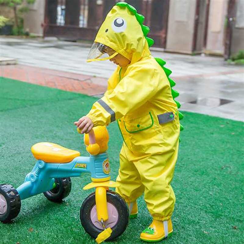儿童连体雨衣恐龙造型男童女童宝宝幼儿园大帽檐全身雨裤雨披雨服