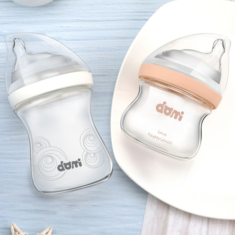 多米小熊玻璃新生婴儿奶瓶防胀气断奶神器宽口径0-3个月初生宝宝