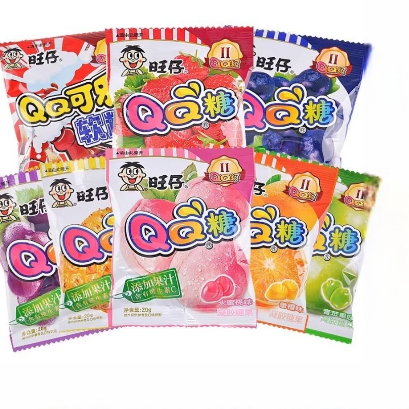 旺仔qq糖20包儿童果汁软糖糖果六一儿童节网红分享休闲小零食可乐