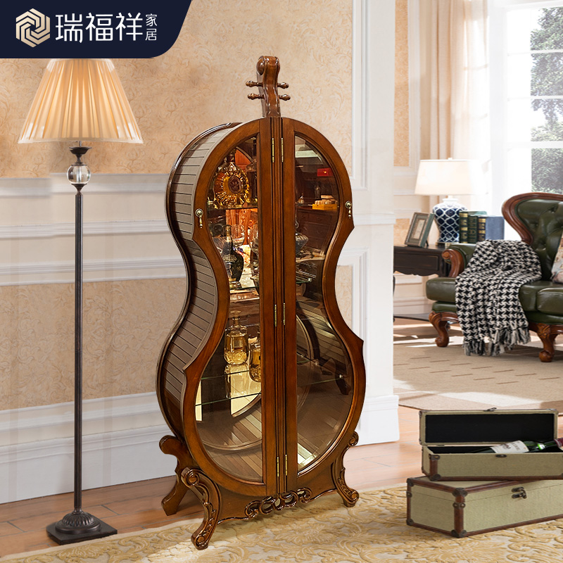 瑞福祥美式全实木酒柜展示柜客厅家用大提琴酒柜高端欧式酒柜Z301
