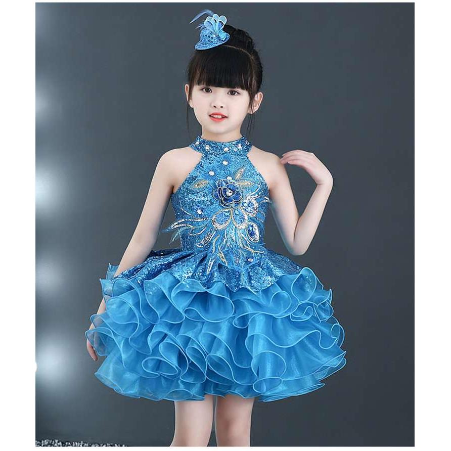 正品六一儿童蓬蓬裙表演服装亮片女童公主裙舞蹈服现代舞纱裙演出