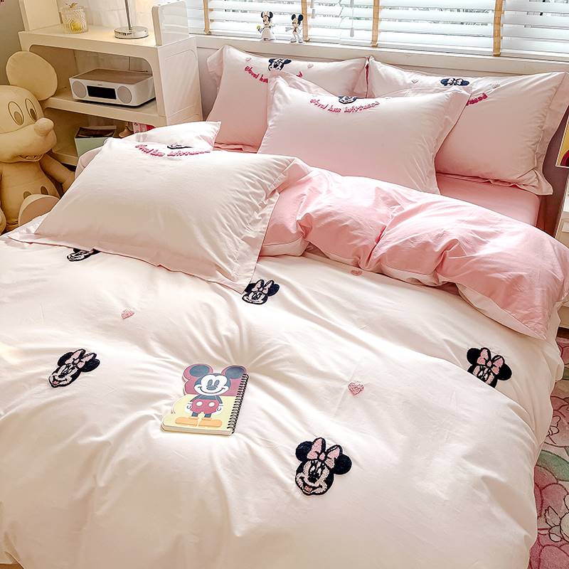 日本购FS水洗棉非全棉纯v棉四件式少女心被套床上用品学生宿舍