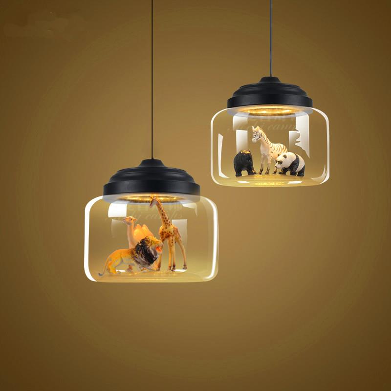 北欧灯具餐厅吊灯咖啡厅服装店创意个性卡通动物儿童房玻璃吊灯