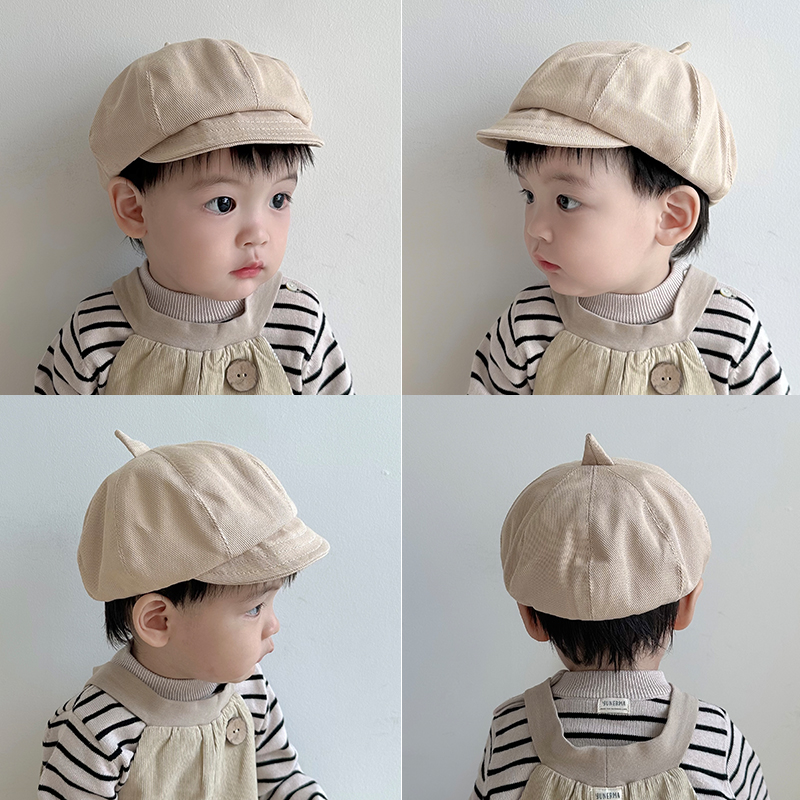 儿童帽子春秋贝雷帽女童鸭舌帽英伦八角帽男童宝宝婴儿遮阳帽