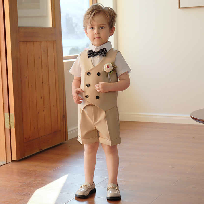 人男孩礼服主持小周岁宝宝洋气英伦风钢琴演出服儿童西装套装花童