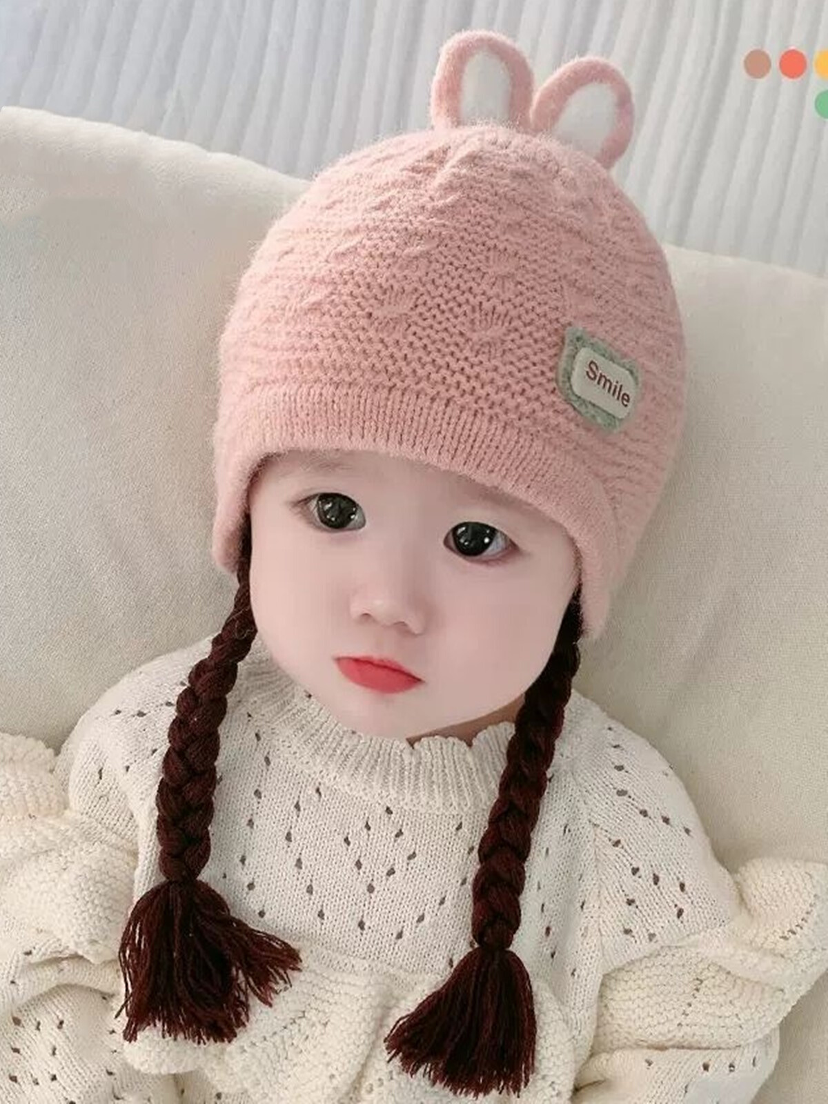 毛线帽子婴儿假发帽1一岁女宝宝针织帽秋冬季女孩冬天款可爱超萌2
