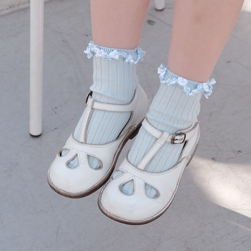 法国进口Collegien女童短袜夏季薄款宝宝袜子花边公主袜婴儿棉袜