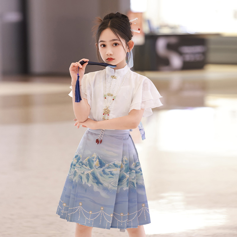 女童中国风马面裙套装夏季改良汉服古装童装明制儿童古风唐装薄款
