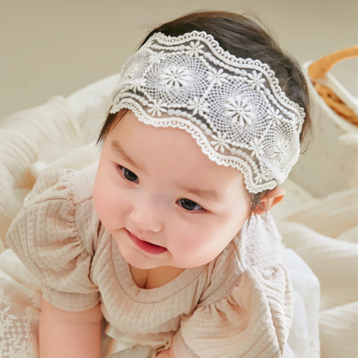 婴幼儿头饰发饰小公主可爱宝宝发带女童护囟门帽儿童蕾丝花边发带