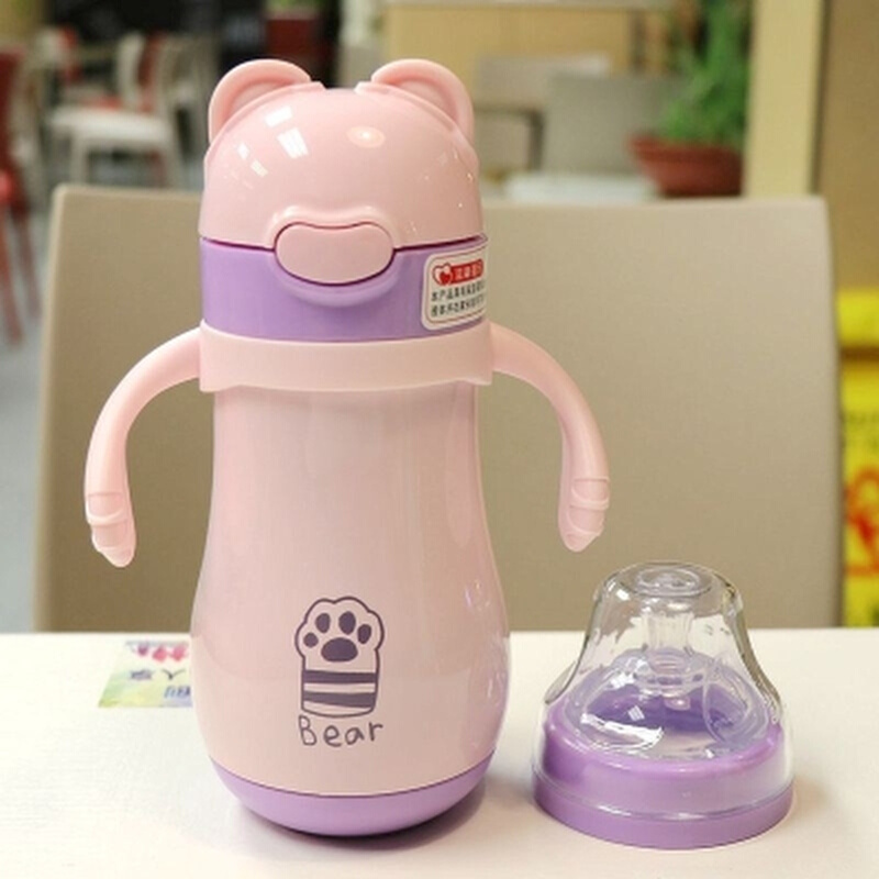 儿童保温杯带吸管防摔 宝宝婴儿304不锈钢两用水杯幼儿园外出便携