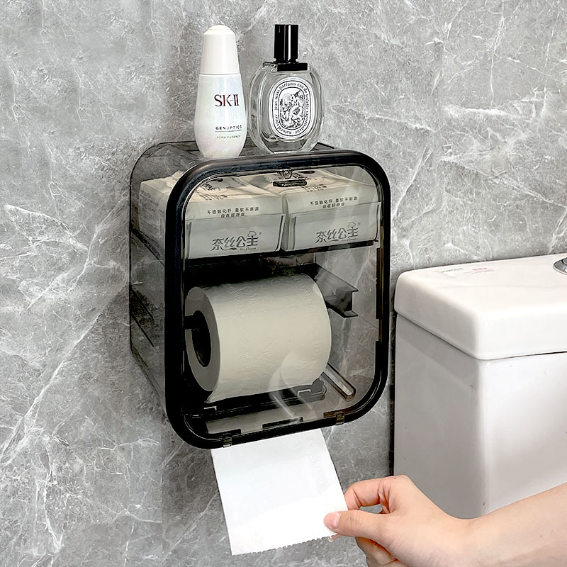 卫生间纸巾盒免打孔壁挂防水厕所浴室抽纸卷纸盒洗手间厕纸置物架