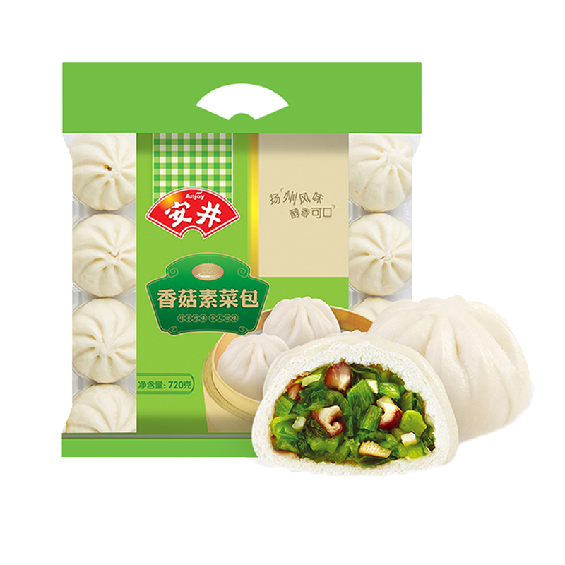 anjoy安井香菇素菜包量贩装720g微波炉速食青菜包馒头早餐半成品