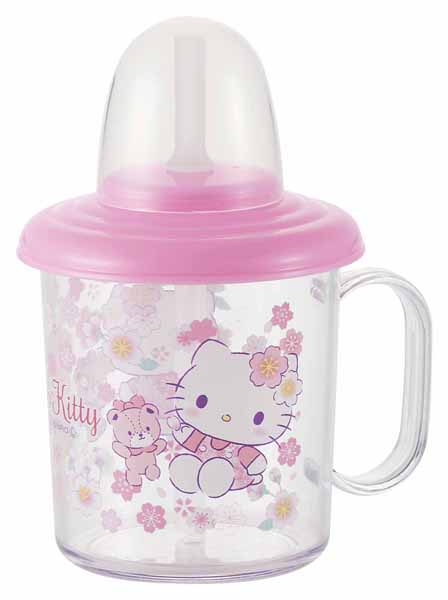 日本Sanrio正品Hello Kitty 兒童塑膠吸管水杯210ml