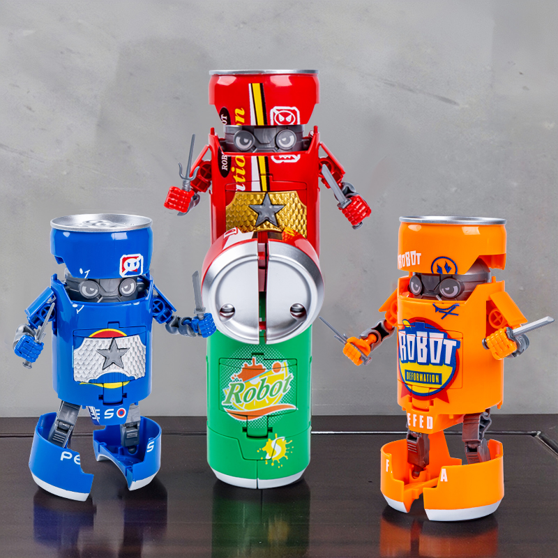 汽水机器人变形儿童玩具饮料变型易拉罐机甲模型3到6岁小男孩礼物