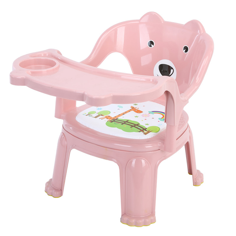 儿童叫叫椅带餐盘宝宝塑料板凳小孩吃饭凳6-36个月婴儿小椅子带垫
