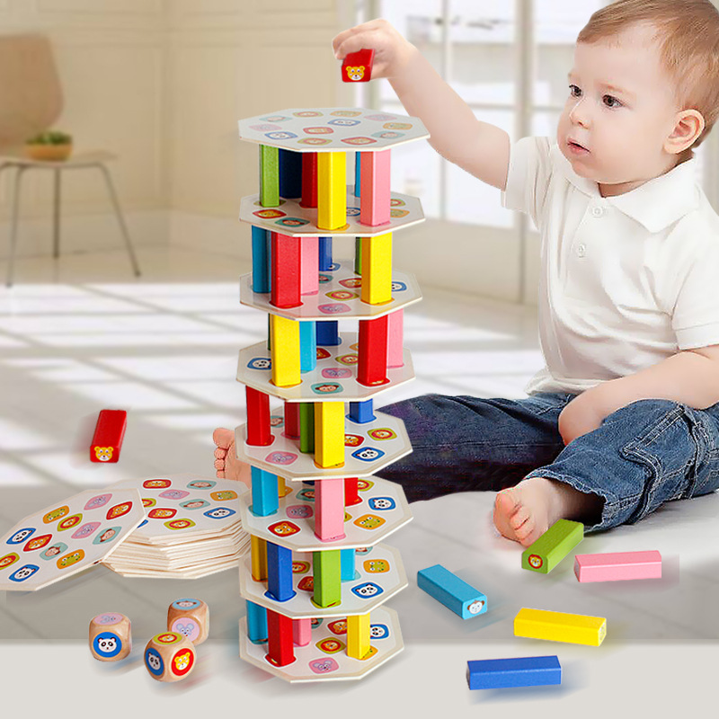 积儿童积木塔堆堆乐双人抽木桌游亲子548堆戏54粒游跨境玩具
