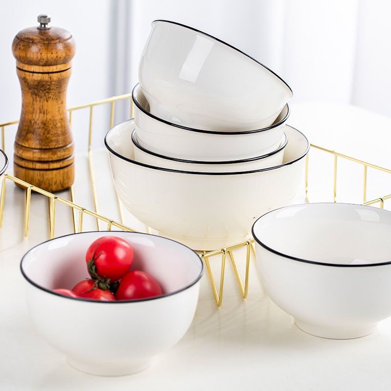 碗盘套装家用吃米饭碗大汤碗创意个性日式餐具加厚碗简约陶瓷碗