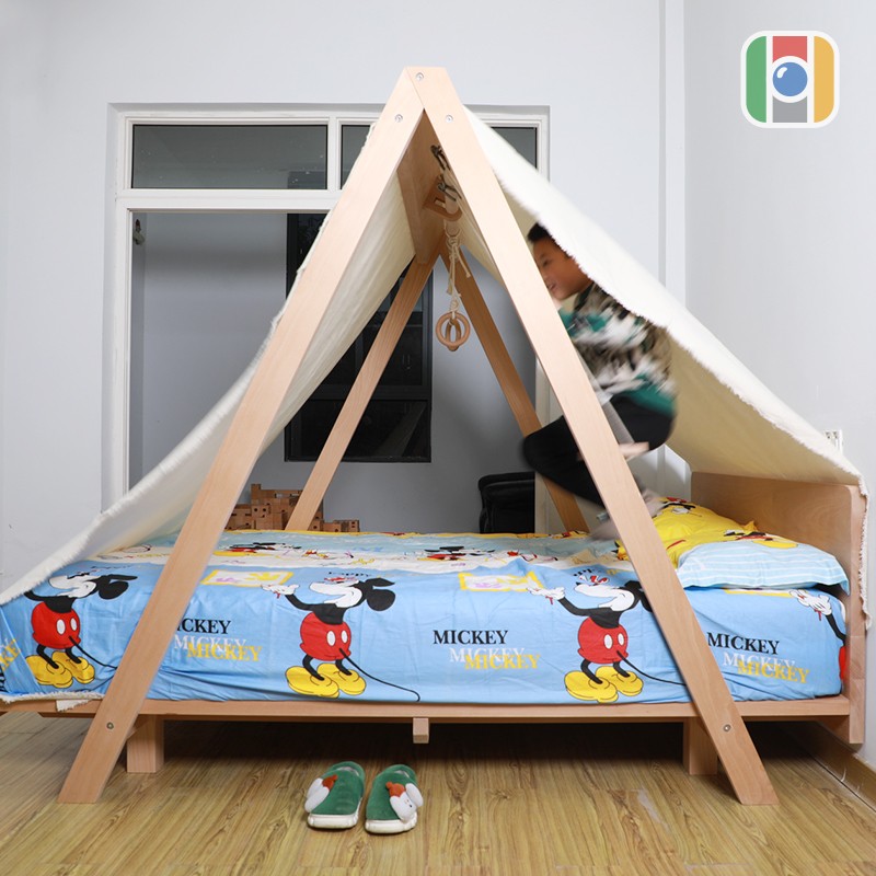 惟木匠心 榉木树屋玩乐床多功能实木男孩女孩儿童床 攀爬游戏床