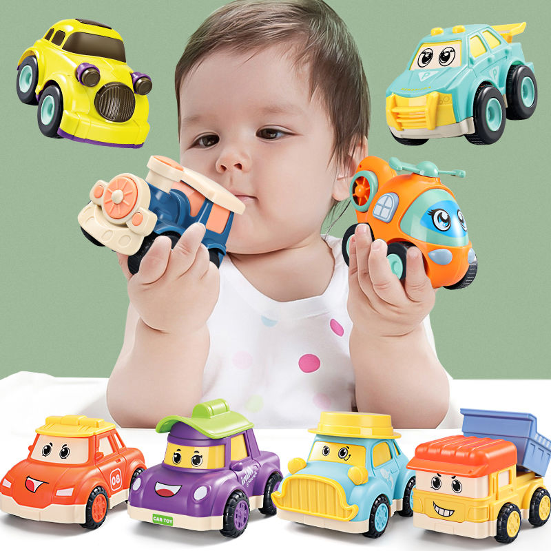 儿童卡通惯性车玩具宝宝回力小汽车2-3岁男孩0一1工程车套装4益智