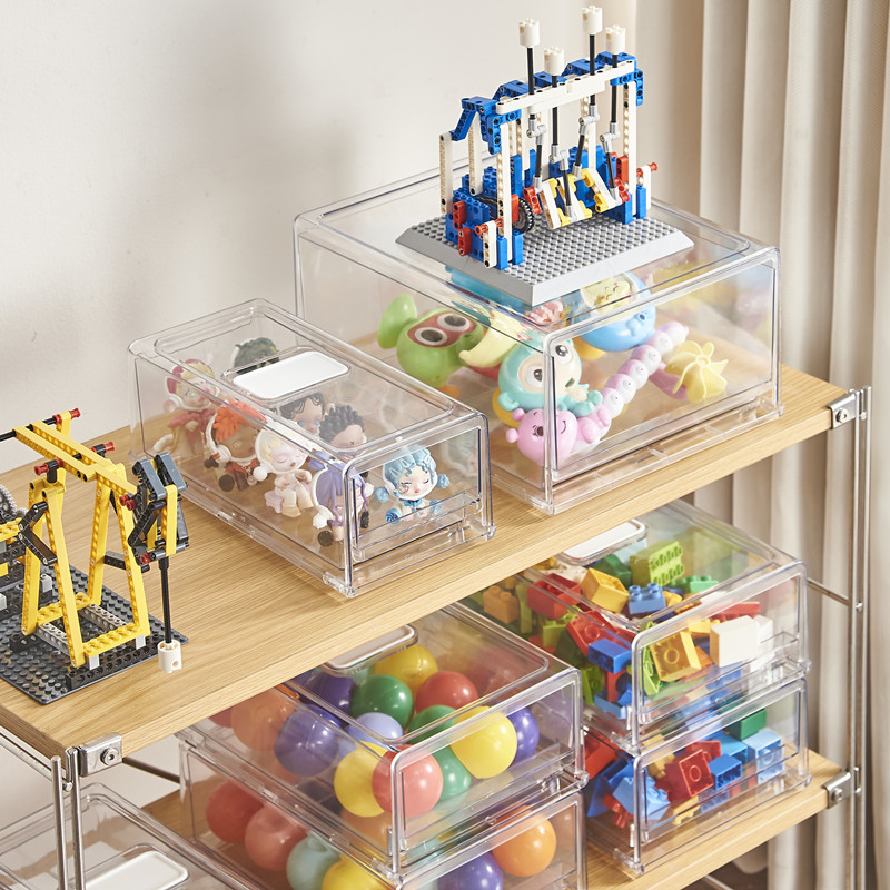抽屉玩具收纳箱透明儿童积木收纳盒家用零食储物盒宝宝杂物整理筐