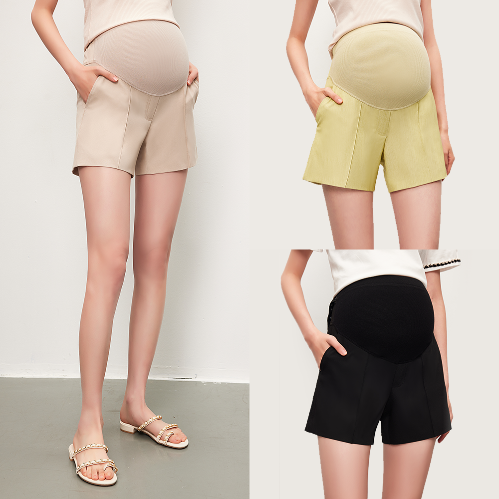 SELLYNEAR孕妇短裤夏季新款时尚外出孕期经典时髦宽松西装直筒裤