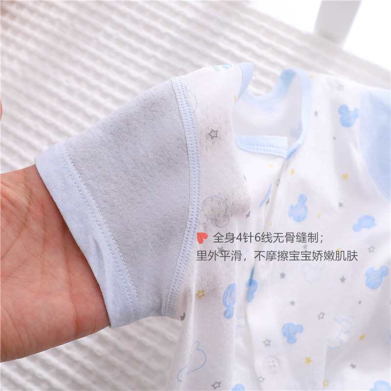新生婴儿衣服夏天薄款短袖开裆套装纯棉连体衣夏季0一6月宝宝夏装