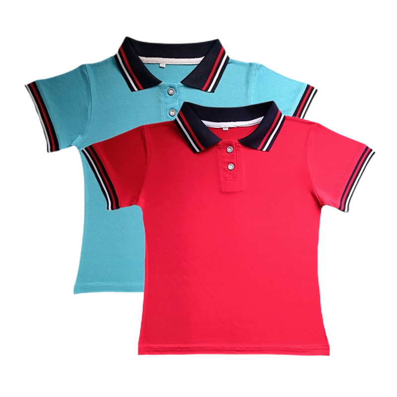 夏季男童短袖polo衫小学生校服中大儿童红色翻领T恤女童毕业班服