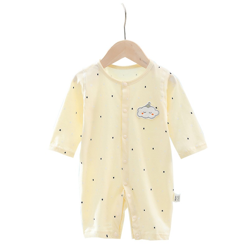 夏季薄款婴儿连体衣纯棉新生宝宝连身衣服哈衣睡衣爬服长袖空调服