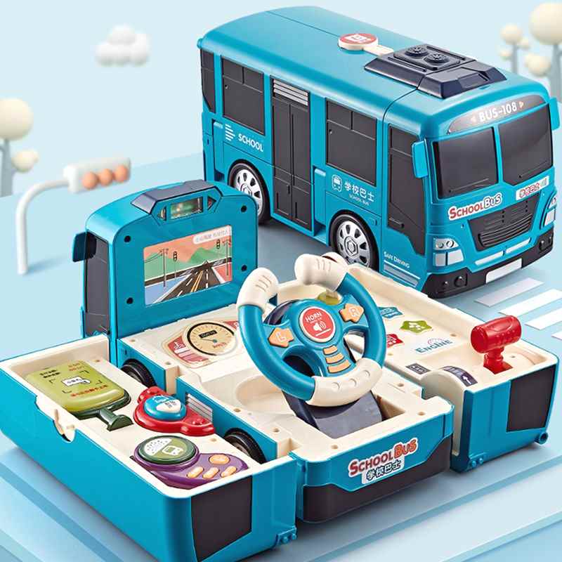 儿童玩具车宝宝变形巴士校车公交车男孩惯性益智多功能2小汽车3岁