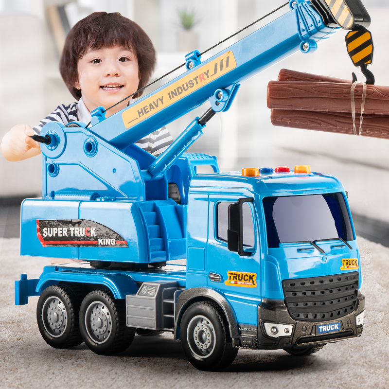 儿童大号吊车玩具起重机工程车男孩模型3-4岁宝宝仿真吊机挖掘机