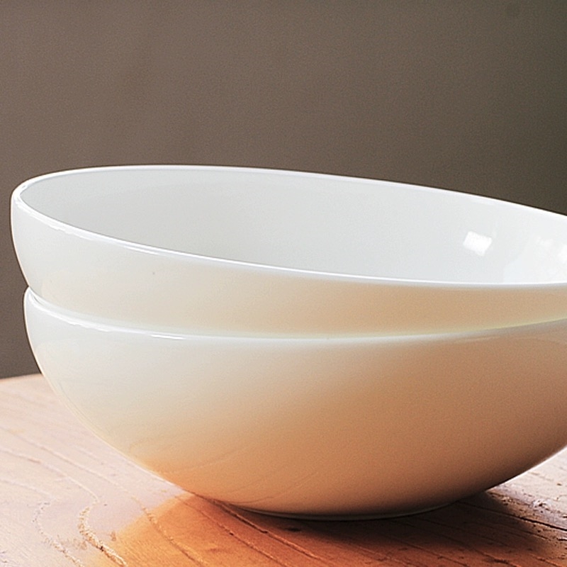 静茜正品骨瓷家用纯白面碗月光汤碗饭碗水果沙拉碗釉下彩陶瓷餐具