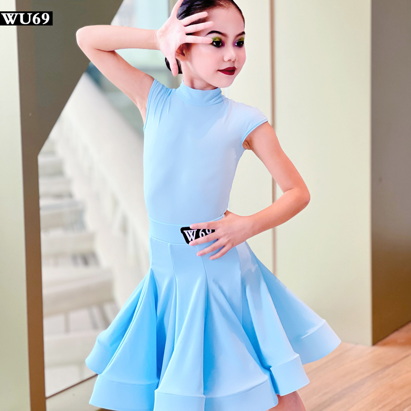 女童拉丁舞服装儿童表演服高端夏季练功服标准少儿拉丁比赛服舞裙